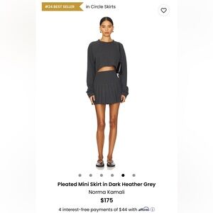 Norma Kamali jersey pleated mini skirt in heather gray size XS